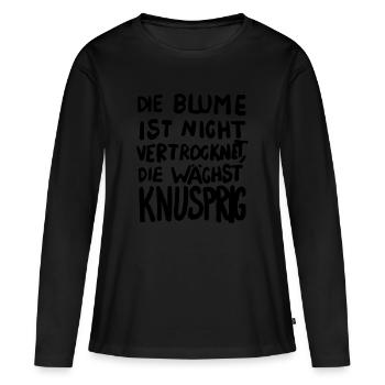 Die Blume wächst knusprig - Frauen Premium Bio Langarmshirt - Schwarz - Vorne - Julia (174cm)
