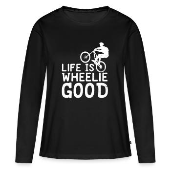La vie est Wheelie bon T-shirt - T-shirt manches longues Premium bio Femme - noir - Devant - Julia (174cm)