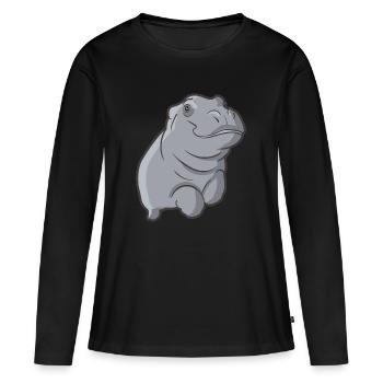 Hippopotame Hippopotame Hippopotame Hippopotame - T-shirt manches longues Premium bio Femme - noir - Devant - Julia (174cm)