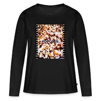 Popcorn - Frauen Premium Bio Langarmshirt - Schwarz - Vorne - Julia (174cm)