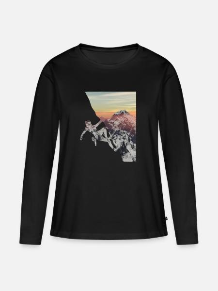 Kletterer Gebirge - Frauen Premium Bio Langarmshirt - Schwarz