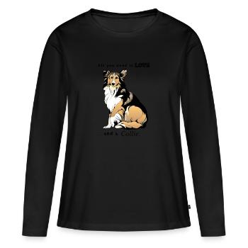 collie - Frauen Premium Bio Langarmshirt - Schwarz - Vorne - Julia (174cm)