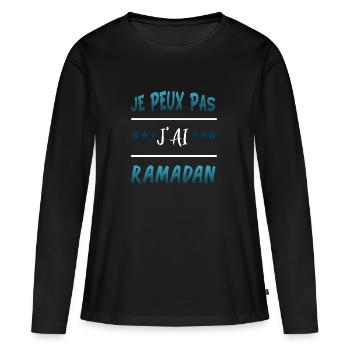 Je peux pas j'ai ramadan - T-shirt manches longues Premium bio Femme - noir - Devant - Julia (174cm)