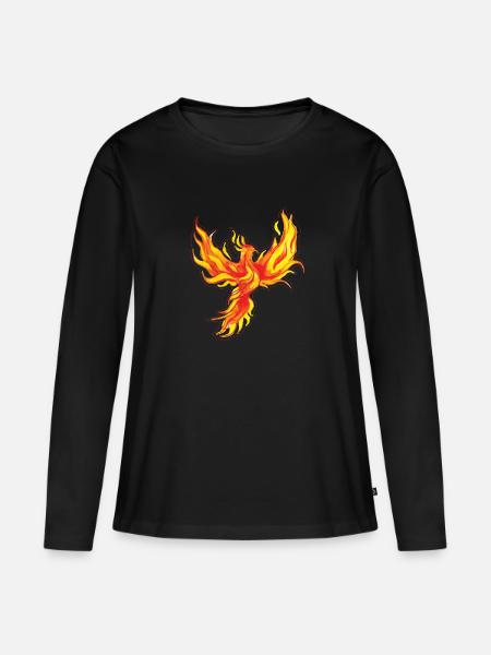 Phönix Vogel Fabelwesen - Frauen Premium Bio Langarmshirt - Schwarz