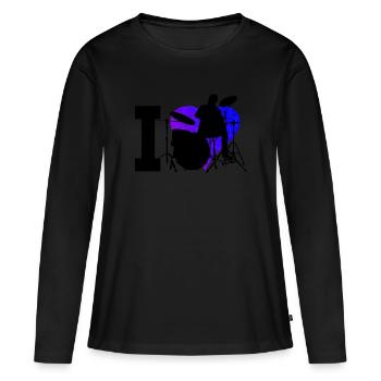Percussions de batteur féminin - T-shirt manches longues Premium bio Femme - noir - Devant - Julia (174cm)