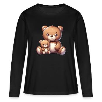 Niedliche Bärchen Familie - Frauen Premium Bio Langarmshirt - Schwarz - Vorne - Julia (174cm)