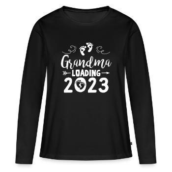 Grand-mère-à-être 2023 Grand-mère chargement 2023 Grand-mère - T-shirt manches longues Premium bio Femme - noir - Devant - Julia (174cm)