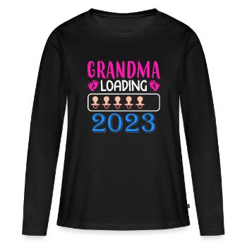 Werdende Oma, Oma loading 2023 Großmutter - Frauen Premium Bio Langarmshirt - Schwarz - Vorne - Julia (174cm)