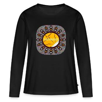 STADTMENSCH - Club WoW - Frauen Premium Bio Langarmshirt - Schwarz - Vorne - Julia (174cm)