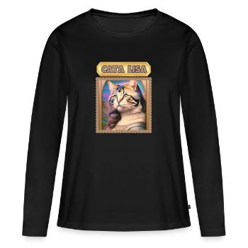 CATA LISA - T-shirt manches longues Premium bio Femme - noir - Devant - Julia (174cm)