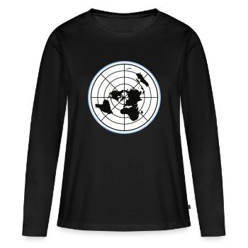 Terre plate | Carte de la Terre plate | Couleurs changeantes - T-shirt manches longues Premium bio Femme - noir - Devant - Julia (174cm)