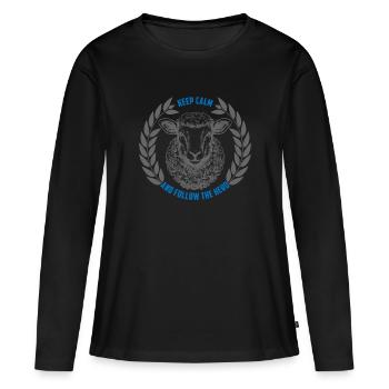 Les moutons restent calmes et suivent le troupeau - T-shirt manches longues Premium bio Femme - noir - Devant - Julia (174cm)