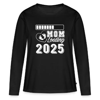 Femme enceinte 2025, bébé sera facturé 2025 - T-shirt manches longues Premium bio Femme - noir - Devant - Julia (174cm)