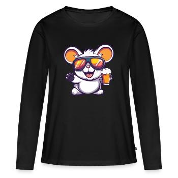 Bière après-ski Mouse - T-shirt manches longues Premium bio Femme - noir - Devant - Julia (174cm)