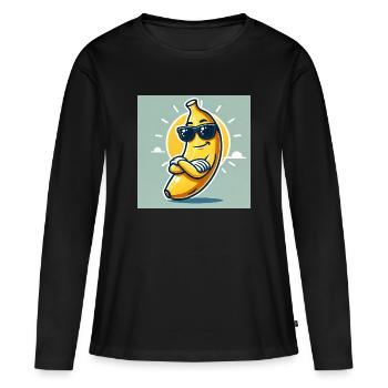 Style banane : ensoleillé et lisse - T-shirt manches longues Premium bio Femme - noir - Devant - Julia (174cm)
