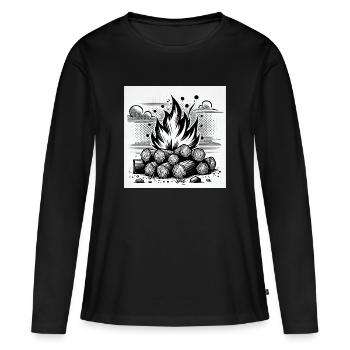 Feu de camp dans le style de la bande dessinée : chaleur et atmosphère - T-shirt manches longues Premium bio Femme - noir - Devant - Julia (174cm)