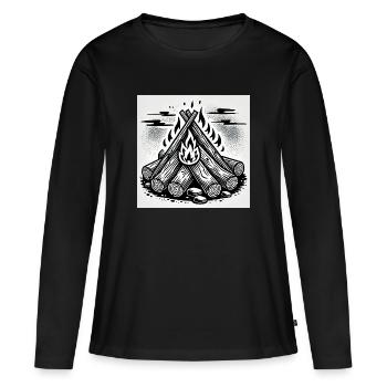 Flame Play in Comic Style: Campfire Art - Women's Premium Organic Long Sleeve Shirt - black - Front - Julia (174cm)