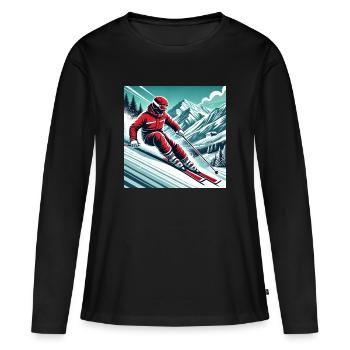 Dynamique et aventure : skier dans les Alpes - T-shirt manches longues Premium bio Femme - noir - Devant - Julia (174cm)
