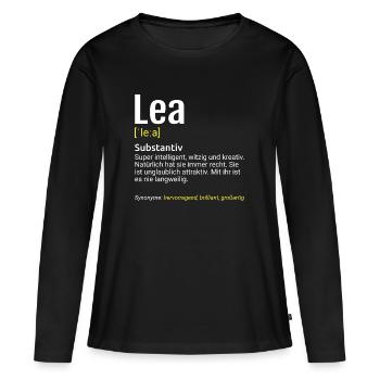 Lea Name Definition - Frauen Premium Bio Langarmshirt - Schwarz - Vorne - Julia (174cm)