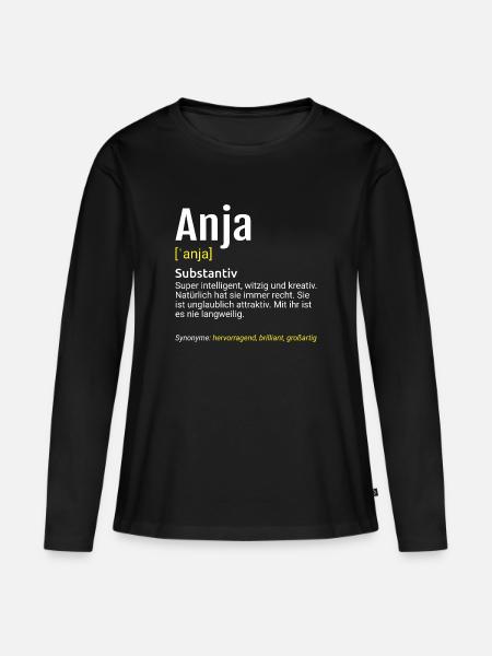 Anja Name Definition - Frauen Premium Bio Langarmshirt - Schwarz
