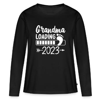 2023 Oma Loading Werdende Oma Großmutter - Frauen Premium Bio Langarmshirt - Schwarz - Vorne - Julia (174cm)