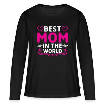 Idée cadeau de mère pour la fête des mères Meilleure mère - T-shirt manches longues Premium bio Femme - noir - Devant - Julia (174cm)