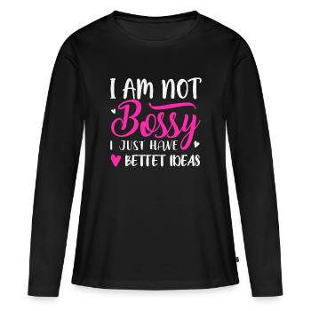Ich habe die besten Ideen - Frauen Premium Bio Langarmshirt - Schwarz - Vorne - Julia (174cm)