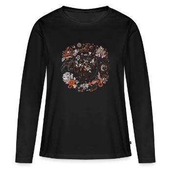 Folklore Australiens - Frauen Premium Bio Langarmshirt - Schwarz - Vorne - Julia (174cm)