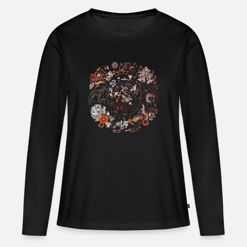 Folklore Australiens - Frauen Premium Bio Langarmshirt - Schwarz