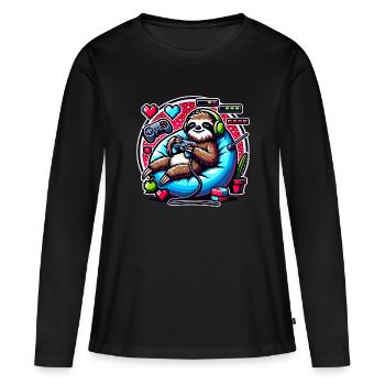 Fan de paresseux de jeu effrayant - T-shirt manches longues Premium bio Femme - noir - Devant - Julia (174cm)