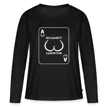 Arschkarte Spielkarte Fasching Karneval Kostüm Fun - Frauen Premium Bio Langarmshirt - Schwarz - Vorne - Julia (174cm)