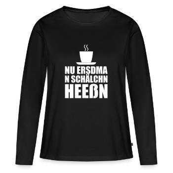 Boire du café en chemise saxonne dialecte saxon - T-shirt manches longues Premium bio Femme - noir - Devant - Julia (174cm)