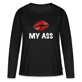 Embrasser mon cul embrasser la provocation - T-shirt manches longues Premium bio Femme - noir - Devant - Julia (174cm)