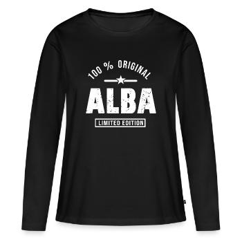 prénom ALBA cadeau personnalisé. - T-shirt manches longues Premium bio Femme - noir - Devant - Julia (174cm)