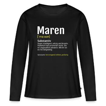 Maren Name Definition - Frauen Premium Bio Langarmshirt - Schwarz - Vorne - Julia (174cm)