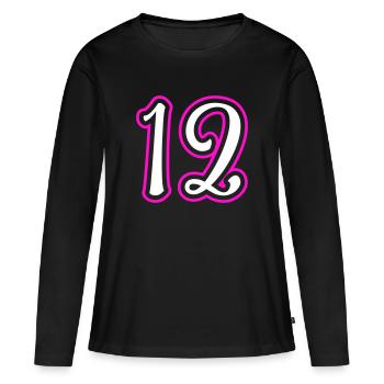 12 Numéro de numéro - T-shirt manches longues Premium bio Femme - noir - Devant - Julia (174cm)
