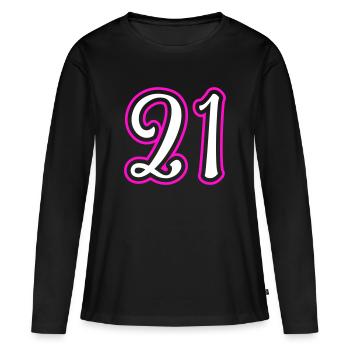 21 Numéro de numéro - T-shirt manches longues Premium bio Femme - noir - Devant - Julia (174cm)