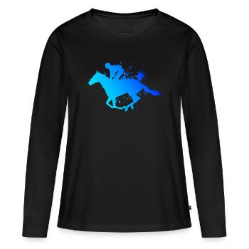 Sport équestre équitation dressage saut d'obstacles - T-shirt manches longues Premium bio Femme - noir - Devant - Julia (174cm)