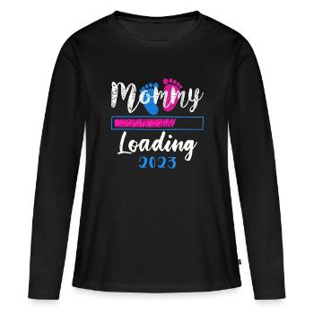 Mama loading 2023, werdende Mutter 2023 - Frauen Premium Bio Langarmshirt - Schwarz - Vorne - Julia (174cm)