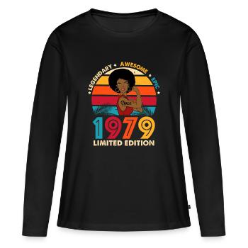 1979 Anniversary Woman Afro Limited Edition - Women's Premium Organic Long Sleeve Shirt - black - Front - Julia (174cm)