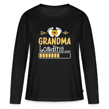 Werdende Oma, Endlich werde ich eine Oma - Frauen Premium Bio Langarmshirt - Schwarz - Vorne - Julia (174cm)