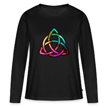 TRIQUETRA - symbole de protection - T-shirt manches longues Premium bio Femme - noir - Devant - Julia (174cm)