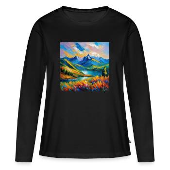 Vue de la montagne - T-shirt manches longues Premium bio Femme - noir - Devant - Julia (174cm)