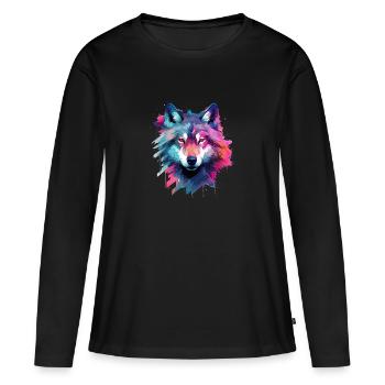 wolf galaxy - Frauen Premium Bio Langarmshirt - Schwarz - Vorne - Julia (174cm)