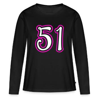 51 Numéro de numéro - T-shirt manches longues Premium bio Femme - noir - Devant - Julia (174cm)
