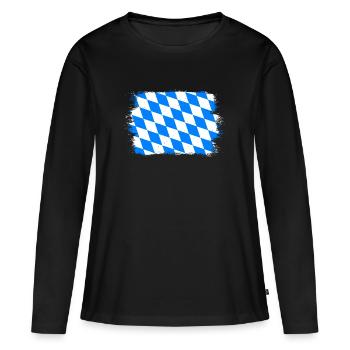 Drapeau bavarois d’occasion Look Drapeau bavarois Vintage - T-shirt manches longues Premium bio Femme - noir - Devant - Julia (174cm)