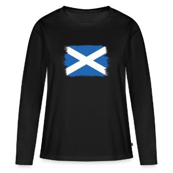 Drapeau écossais Drapeau écossais Alba GB Royaume-Uni - T-shirt manches longues Premium bio Femme - noir - Devant - Julia (174cm)