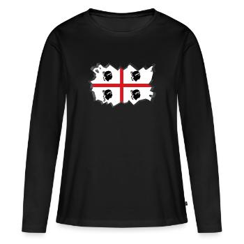 Drapeau de la Sardaigne Drapeau de la Sardaigne Drapeau de la Sardaigne - T-shirt manches longues Premium bio Femme - noir - Devant - Julia (174cm)