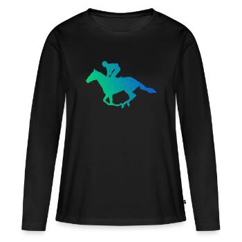 Équitation Équitation Équitation Hommes - T-shirt manches longues Premium bio Femme - noir - Devant - Julia (174cm)