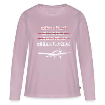 Flugzeug Motorflugzeug Segelflieger Piloten - Frauen Premium Bio Langarmshirt - Altrosa - Vorne - Julia (174cm)